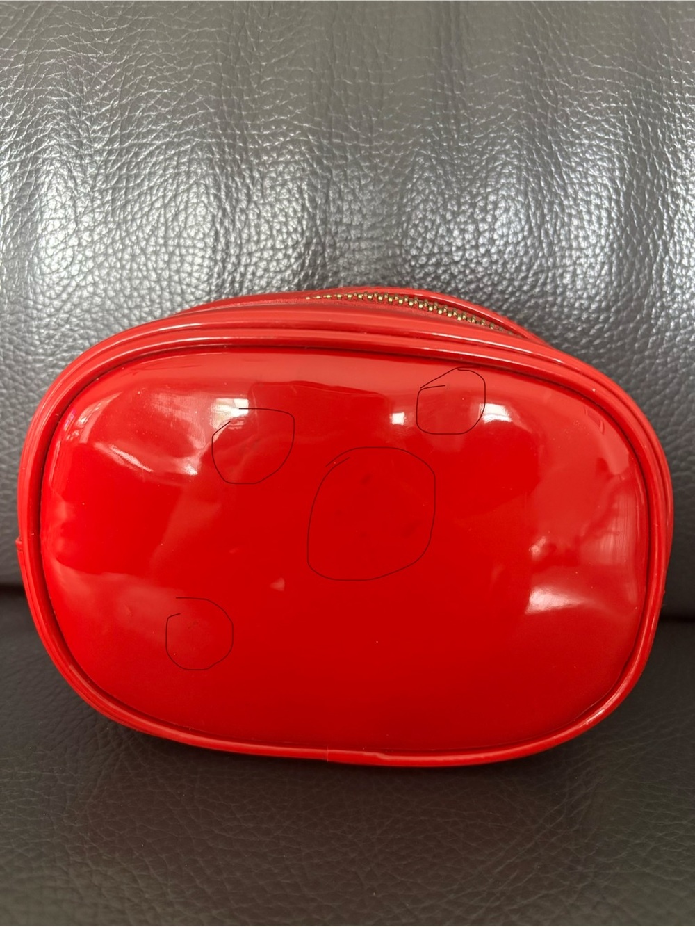 Tory Burch Red Patent Leather Cosmetic Toiletry Bag - Picture 2 of 11